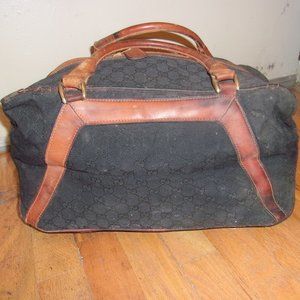 Vtg. Gucci Italy Black Duffle Travel Carry On Bag